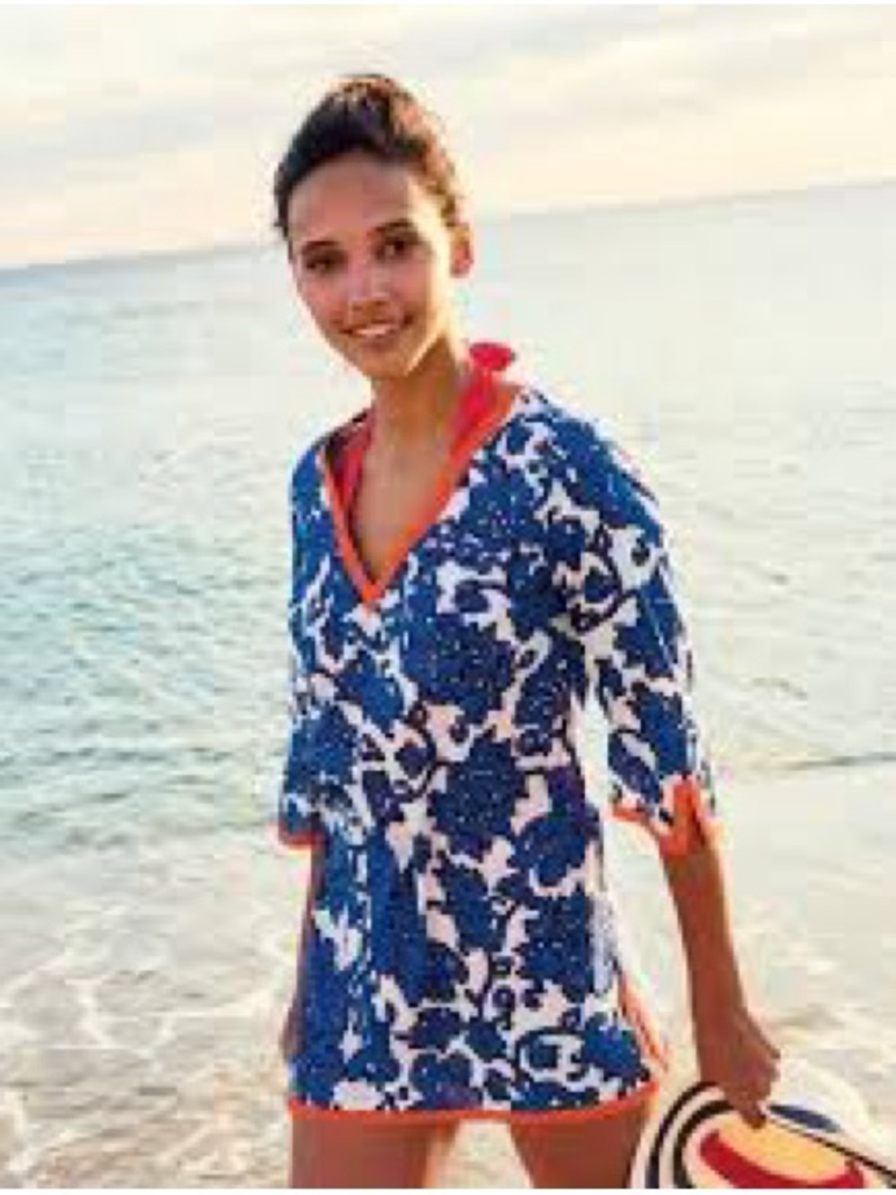 Boden Lilian Blue Cream Floral Print Top/Cover-Up
